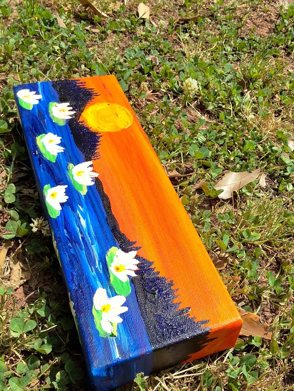 "Sunset Waterlillies" Original Artwork Created By Brea Marie 4in X 12in - Picture 4 of 8